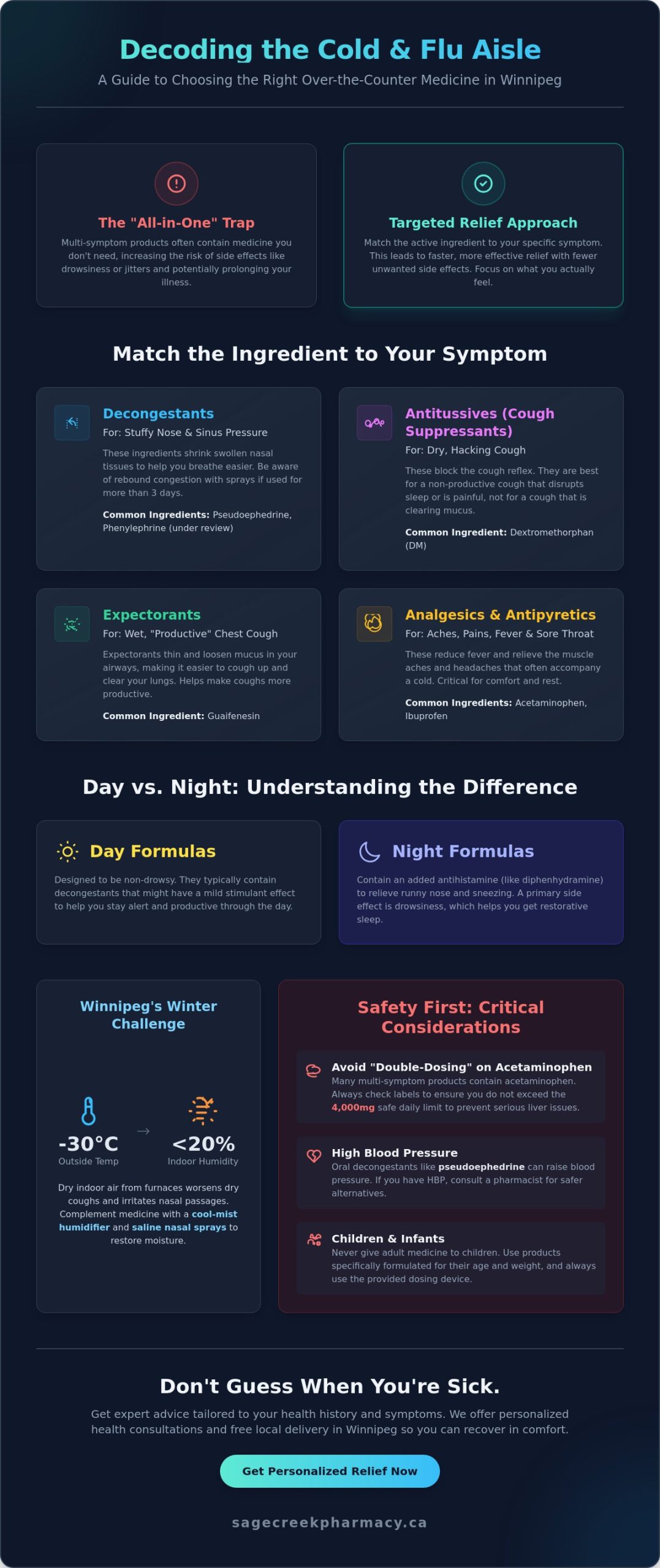 The Best Over-the-Counter Cold Medicine in Winnipeg: A Pharmacist’s Guide (2026) - Infographic